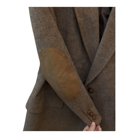 Austin Reed of Regent Street blazer brown virgin wool elbow pads tweed - Picture 9 of 13